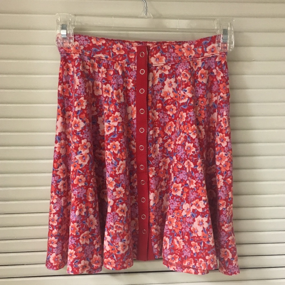 Floral Button-Front Skirt